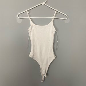 Windsor White Ribbed Bodysuit Adjustable Straps